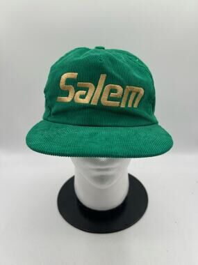 VTG Salem Cigarettes Gold Metal Headwear Spell Out Corduroy Snapback Hat Cap